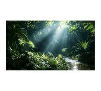 Didooou Fond d'aquarium en vinyle, fond d'habitat de reptile, fond d'aquarium 3D (180 x 60 cm, jungle ensoleillée)