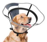 Didopet Cône pour éviter de lécher - Profondeur réglable - Collier de convalescence transparent pour chiens de grande et moyenne taille - Collier électrique souple après chirurgie - Neutre avec bande