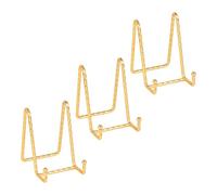 DIDUDIDU Plate Holder Easel Display Stand - 4.5 inch Twisted Metal Wire Plate Holders - Tabletop Easels for Display Decorative Plates | Pictures | Books | Photo | Plaque - Gold - 3 Pack