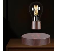 DIDWI Lampe à ampoule flottante, lampe de bureau à ampoule LED sans fil flottante Lampes à ampoule à rotation à lévitation magnétique (Base marron ronde)