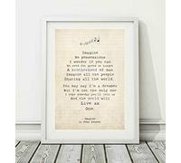 Didymus Co John Lennon - Imagine - Song Lyric Art Poster (UNFRAMED) - Format A4 A3 (A3)