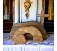 Didyts Scène de Pâques en bois - Décoration religieuse en bois - Statue de puzzle en forme de croix de Jésus - Décoration d'intérieur de Pâques chrétienne (il est ressuscité)