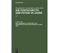 Die Fortschritte Physik Der Materie Im Jahre 1885