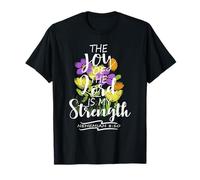 Die Freude des Herrn ist Meine Stärke Lettrage Floral T-Shirt