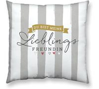 Die Geschenkewelt Happy Life 44939 Coussin en Coton avec Inscription « LieblingsFreundin » 30 x 30 cm