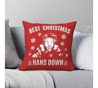 Die Hard Best Christmas Hans Down Taie d'oreiller carrée en polyester et lin Motif velours Fermeture éclair Décoration de lit Housse de coussin