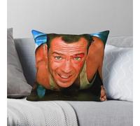 Die Hard Bruce Willis John McClane Taie d'oreiller carrée en polyester et lin Motif velours Housse de coussin