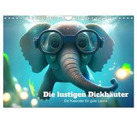 Die lustigen Dickhäuter. Ein Kalender für gute Laune (Wandkalender 2026 DIN A4 quer), CALVENDO Monatskalender: Dieser lustige Elefanten-Kalender ist ... Monate voller fröhlicher Illustrationen.