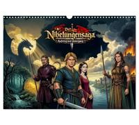 Die Nibelungensaga - Aufstieg und Untergang (Wandkalender 2027 DIN A3 quer), CALVENDO Monatskalender: Die Geschichte von Siegfrieds Drachentöterzeit bis zum Untergang der Nibelungen.