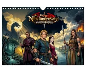 Die Nibelungensaga - Aufstieg und Untergang (Wandkalender 2027 DIN A4 quer), CALVENDO Monatskalender: Die Geschichte von Siegfrieds Drachentöterzeit bis zum Untergang der Nibelungen.