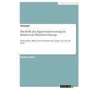 Die Rolle der Eigenverantwortung im Kontext der Klimaerwärmung: Eine Analyse Walter Sinott-Armstrong's Essay "It's not my fault"