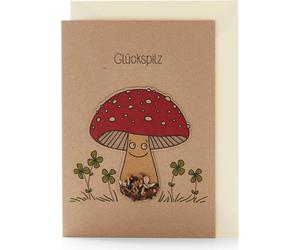 Die Stadtgärtner Carte de Vœux Ensemencée "Champignon Porte-Bonheur" - 1 pcs