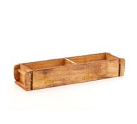 Die Stadtgärtner Moule à briques vintage en bois recy vec deux compartiments - 50 x 14 x 10 cm | Caisse en bois avec deux compartiments | Boîte décorative de qualité supérieure avec ferrures en