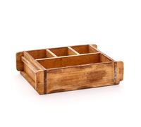 Die Stadtgärtner Moule à briques vintage en bois recyclé avec quatre compartiments - 42 x 24 x 10 cm | Caisse en bois avec quatre compartiments - 1 grande, 3 petites | Boîte décorative de qualité