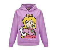 Die Super Bros Film Hoodie Mädchen Mignon Princesse Peach Pullover Capuche Enfant Cartoon Print Sweat-shirt pour Femme Enfant 3-13 Ans, lilas, 11-12 ans