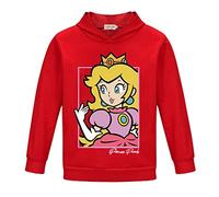 Die Super Bros Film Hoodie Mädchen Mignon Princesse Peach Pullover Capuche Enfant Cartoon Print Sweat-shirt pour Femme Enfant 3-13 Ans, rouge, 11-12 ans