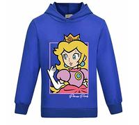 Die Super Bros Film Hoodie Mädchen Mignon Princesse Peach Pullover Capuche Enfant Cartoon Print Sweat-shirt pour Femme Enfant 3-13 Ans, bleu, 5-6 ans