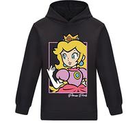 Die Super Bros Film Hoodie Mädchen Mignon Princesse Peach Pullover Capuche Enfant Cartoon Print Sweat-shirt pour Femme Enfant 3-13 Ans, Noir , 11-12 ans