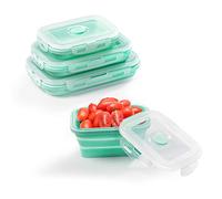 Diealles Shine 3 Pcs Boite Alimentaire Pliable, Boîte à Lunch Pliante en Silicone Support Pliable Conteneurs de Stockage de Nourriture pour Micro-Ondes, Les RéFrigéRateurs, Verde