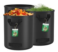 Diealles Shine 3x 272L Sac Dechets Verts de Jardin, Sac Jardinage Dechets avec 4 Poignées, Autonome, Imperméable, Durable Résistant à la Corrosion, Noir