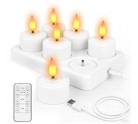 Diealles Shine Bougie LED Chauffe Plat Rechargeable, 6 Fausse Bougies à LED Flamme Vacillante Bougie Electrique Decorative avec Télécommande pour Deco Maison Chambre Noel Halloween Anniversaire