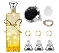 Diealles Shine Guirlande Lumineuse Bouteille, Lot de 4 Solaire LED Bouteille Guirlande, 2M 20LEDs Bouchon Lumineux pour Bouteille Décoration