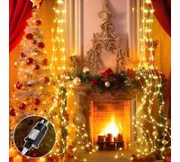 Diealles Shine Lichterschweif - Lot de 2 guirlandes lumineuses de 2 m - 200 LED - Avec prise - Cascade - 8 modes - Éclairage de Noël LED avec minuterie - Pour Noël, balcon, décoration intérieure