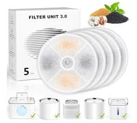 Diealles Shine Lot de 5 filtres de rechange pour fontaine à eau, avec résine et charbon actif, pour fontaine à eau pour chats et chiens