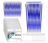 Diealles Shine Lot de 50 Porte Badge Tour de Cou, Porte Carte Transparent, Badge Plastique avec Lanière, Waterproof Porte Carte Cou pour Entreprise Exposition Groupe, Bleu
