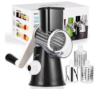 Diealles Shine Mandoline de Cuisine Manuelle, Coupe Legumes Multifonctions avec 3 Lames de Tambour Détachables, Râpe à Fromage pour Pommes de Terre, Carottes, Fromage, Noix, etc