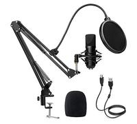 Diealles Shine Microphone USB, Microphone à Condensateur 192KHz/24Bit avec Microphone Réglable Suspension Perche Ciseaux Bras et Filtre Anti-Pop pour Jeux, Streaming, Podcasting