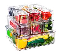 Diealles Shine Rangement Frigo, Lot de 10 Boite Rangement avec Couvercle, Transparent Bac, Organisateur Frigo pour Le Réfrigérateur La Cuisine Les Armoires
