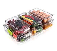 Diealles Shine Rangement Frigo, Lot de 6 Boite Rangement Frigo avec Couvercle, Transparent Bac de Rangement Frigo, Organisateur Frigo pour Le Réfrigérateur La Cuisine Les Armoires