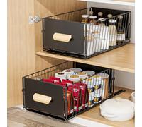 Diealles Shine Tiroir Coulissant Cuisine, 24x40x17CM Organiseurs de Placards, pas Besoin de Percer Panier Coulissant Cuisine pour Rangement Dressing