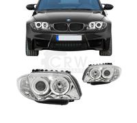 Paire De Phare Projecteur LHD Yeux D'Ange Clair Chrome H7 H7 Pour BMW E81 E87