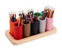 Diegimr Bois Porte Crayons de Couleur, Crayon Rangement Organisateur avec 10 Amovible Compartiments Tasse Stylo Support pour Enfants Bureau Maison École Fourniture