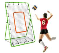 Diegimr Filet de Rebond Volleyball, 180x110cm Réglable Filet de Rebond Volley avec Support en L et Piquets en U Bâton Équipement D'Entraînement pour Crosse Baseball Football (Vert)