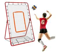 Diegimr Filet de Rebond Volleyball, 180x110cm Réglable Filet de Rebond Volley avec Support en L et Piquets en U Bâton Équipement D'Entraînement pour Crosse Baseball Football (Rouge)