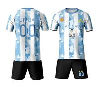 Diego Kit de football pour enfants, maillot de légende du football Maradona Argentine pour homme, maillot personnalisé avec numéro de l'équipe pour lui, bleu/blanc, 120