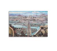 Diego Rivera Poster sur toile représentant la ville aztèque de Tenochtitlan Décoration murale sans cadre pour salon, chambre à coucher, 40 x 60 cm