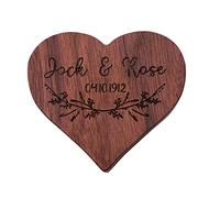 DIEKE Boîte de fiançailles en bois de noyer massif en forme de cœur pour demande en mariage, rangement de boucles d'oreilles, pièces de monnaie pour étui