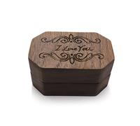 DIEKE Boîte de rangement octogonale en noyer pour paire de boucles d'oreilles et bijoux