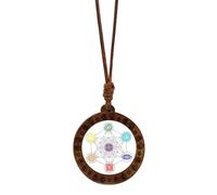 DIEKE Collier ras du cou avec pendentif en forme d'hexagramme spirituel Sri Yantra - Géométrie sacrée - Amulette en bois pour femme - Réglable - Chaîne de clavicule - Motif géométrique, taille unique