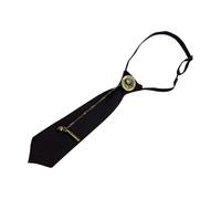 DIEKE Cravate vintage en métal avec épingle et chaîne pré-nouée pour uniforme scolaire japonais Preppy - Cravate réglable pour femme et homme - Cravate en polyester, Noir , taille unique