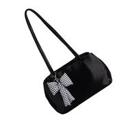 DIEKE Élégant sac à bandoulière en nylon au toucher soyeux coréen simple couleur unie sac à main élégant pour étudiant pour femmes filles grande capacité Shopper, Noir , One Size