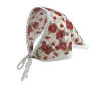 DIEKE Foulard à imprimé floral résistant au soleil avec dentelle bordée pour les pique-niques de printemps et le style quotidien des femmes décoration de cheveux, Rose Island