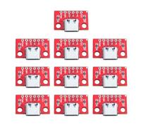 DIEKE Lot de 10 cartes de test femelle de type C USB 3.1 PCB Board 16P à 2,54 mm Connecteurs prise haute intensité Adaptateurs d'alimentation Module USB de type C Test