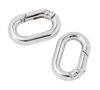 DIEKE Lot de 2 anneaux ovales en métal - Boucles de porte-clés à ressort - Anneaux ovales à ressort - Accessoires multifonctionnels pour sac, Argenté., One Size
