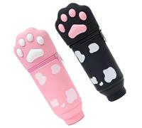 DIEKE Lot de 2 trousses télescopiques en silicone avec fermeture éclair pour étudiante, enfant, fille, école, papeterie tendance, a