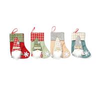 DIEKE Lot de 4 jolis sacs cadeaux de Noël pour sapin de cheminée, décoration de porte, jolies chaussettes à suspendre, sac cadeau, ornement d'arbre